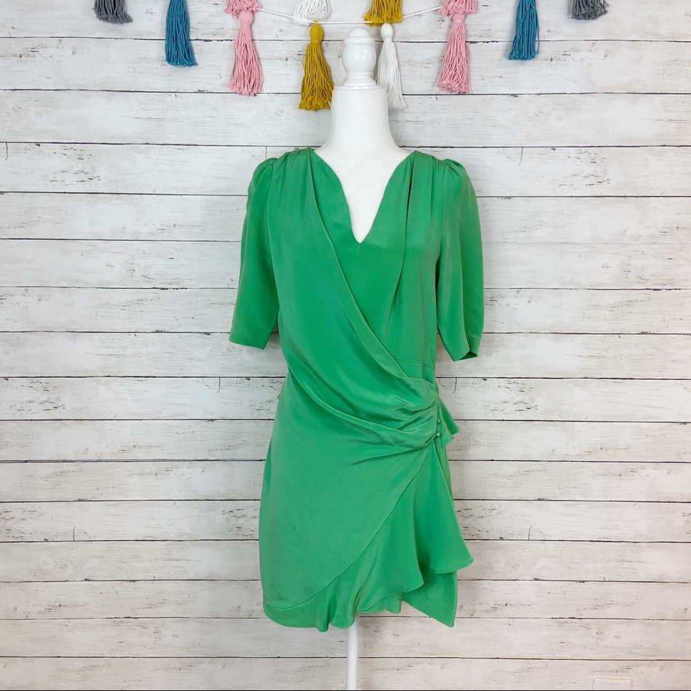 Twelfth Street Green Silk Wrap Dress Size 6